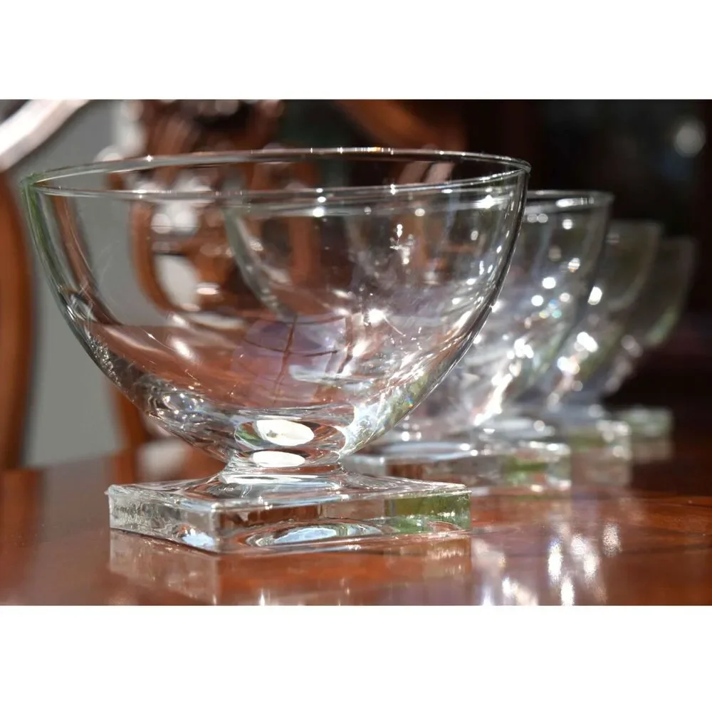 Set of 4 Vintage Mid Century Cambridge Champagne Sherbet Glass Square Pedestal